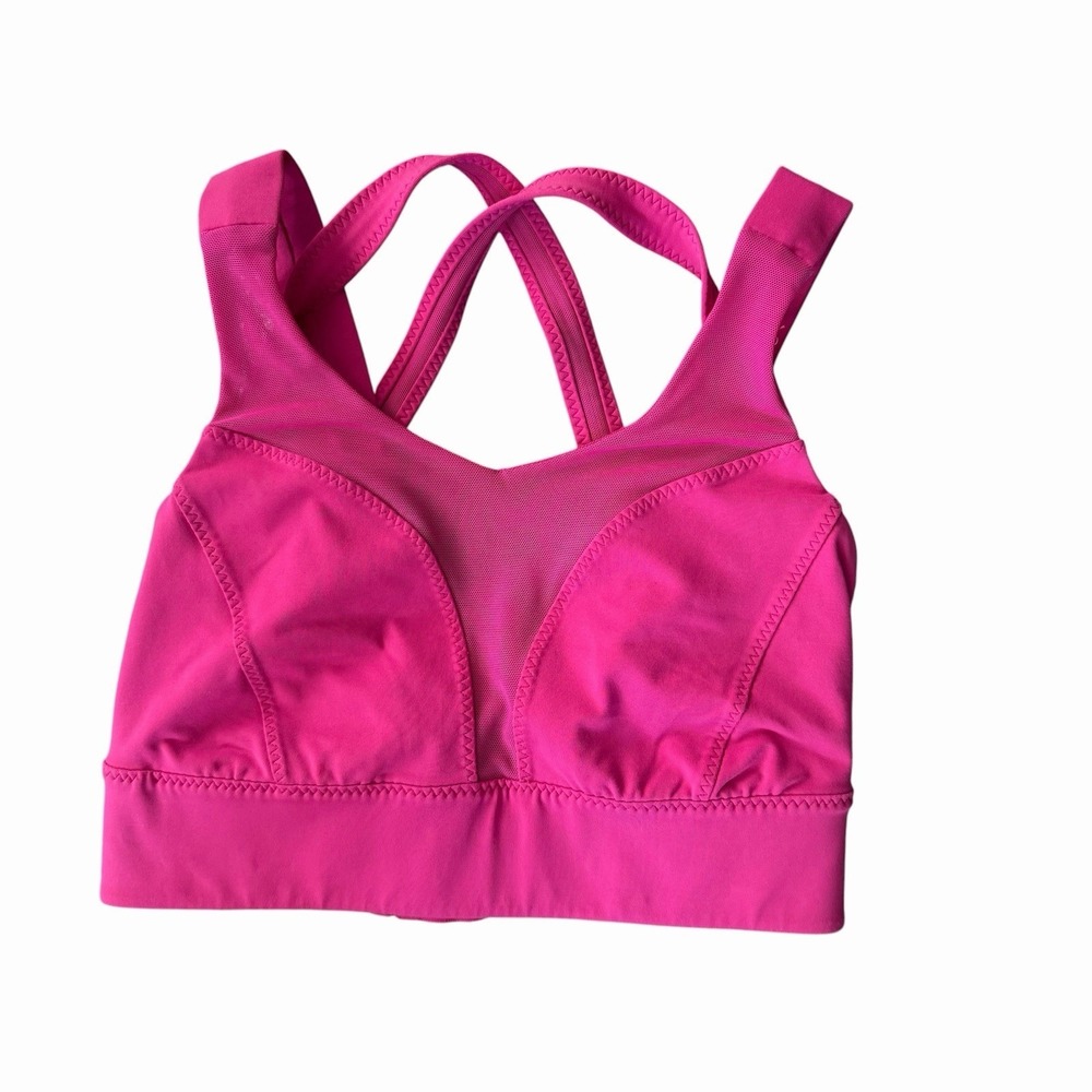 LULULEMON Oxygen Bra Long Line Raspberry Pink Size 4 High Support Mesh Athletic